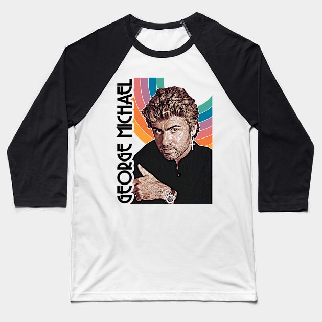 George Michael 80s Icon Retro FanArt Tribute Baseball T-Shirt by darklordpug